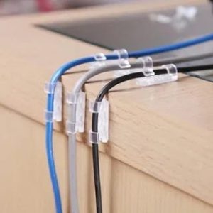 cable clips with strong self-adhesive cable management Tv Pc wire holder sticky tidy and organizer cord and wire (pack of 16)