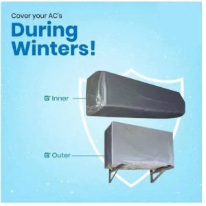 AC dust covers 1.5 ton & 2 ton all inverter Ac dust cover indoor & outdoor unit parachute silver water proof cover (big size,)