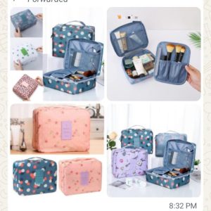 printed multifunction portable travel tolletry bag cosmetic makeup pouchfor ladies and gift ( fllower and random label color)