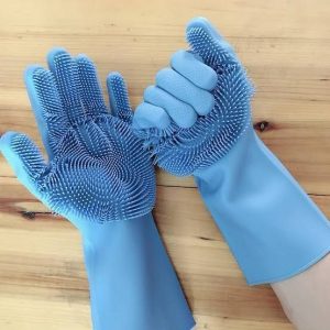 1 Pair silicone kitchen gloves (mix random colour )