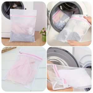 Net zippered laundry wash bag foldable delicates clothing care washing machine clothes protection net