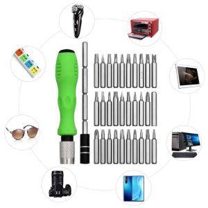 Magnetic adjustable length 32 in 1 mini precision screwdrivers set bits with case with flexible bar | repair tool kid for mobile , laptop  ,electronic divaces