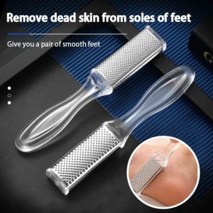 Hear and dead skin removal callus remover foot scrubber,professional double sided foot scraper steel for pedicure filler, heel rasp exfoliator foot care tool for remove corns (high quality)