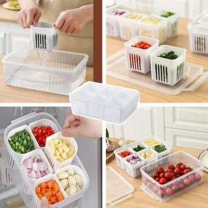 6 in 1 kitchen storage box, reusable refrigerator fruit, food fresh-keeping brain box fresh-keeping box food container
