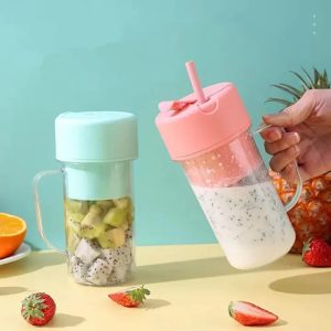 Portable Electric bottle juicer cup with straw for shakes and smoothies-mini fast portable fruit juicer cup-blender  USB Rechargeable - wireless bottel for traveling