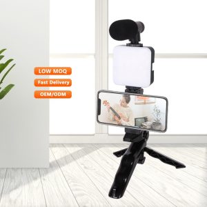 AY-49 sets mini flexible professional selfie stick mobile phone camera stand tripod with microphone led light