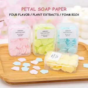 Hand Soap Flower-Shaped Paper Soap With Box Hand Soap Paper Portable Student Petal Soap