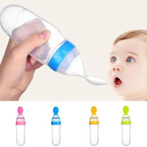 Baby Spoon Feeder -  Silicone Baby Feeding Bottle With Spoon Newborn Infant Squeeze Spoon Toddler Food Supplement Rice Cereal Bottle Milk Feeder