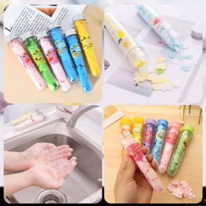 Paper soap tube | Disposable mini soap paper | scented soap flakes tube shape bottle paper soap for travelling