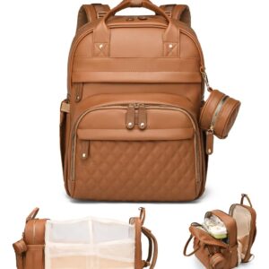 PU Baby Diaper Bag Backpack with Multifunction Diapers Changing Station, Baby Travel Backpack Bag with Toy Bar for Outdoor and Travel, Large Capacity Infant Gift, USB Port