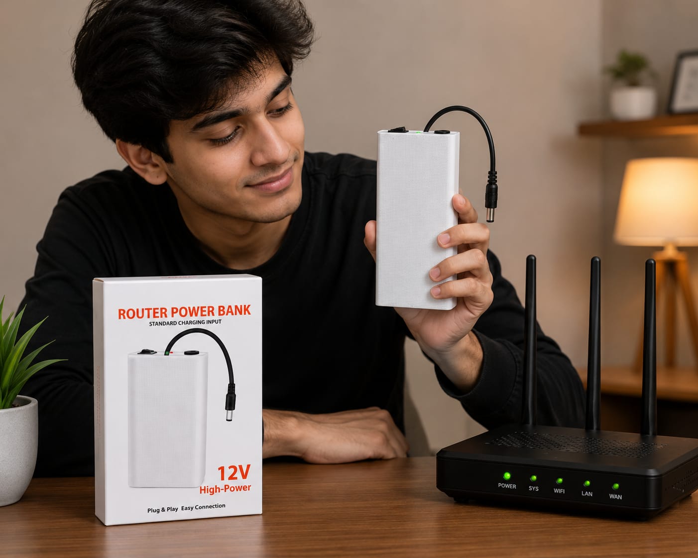 Power up your WiFi router during load shedding with this 12V Router Power Bank. , Long Backup Time , Plug & Play Easy Connection, Perfect for Home & Office Use , lCompact & Reliable Design Never let your internet go offline again! - Image 4