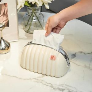 Luxury Tissue Box Desktop Organizer Shell Tissue Box Tissue Boxes For Home and Office Tissue Paper Holder