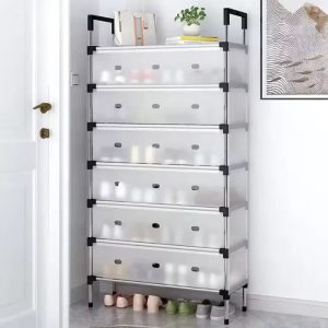 Layer Shoe Rack Stainless Steel Stackable Shoe Rack Organizer with Cover (5 Layer)