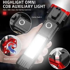 Hammer Flashlight,Tactical Emergency Rescue Tool,Rechargeable LED High Lumens Flashlight,Car Window Glass Breaker and Seatbelt Cutter,Self Defense Multi-Function Torch