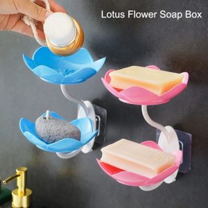 Flower Shape Double layer Soap Drain Soap Holder Box Bathroom Shower Soap Holder Dish Storage Plate Tray Bathroom